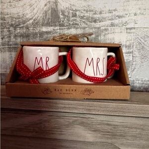 Rae Dunn Mr. and Mrs. Mug Set with Red Accents